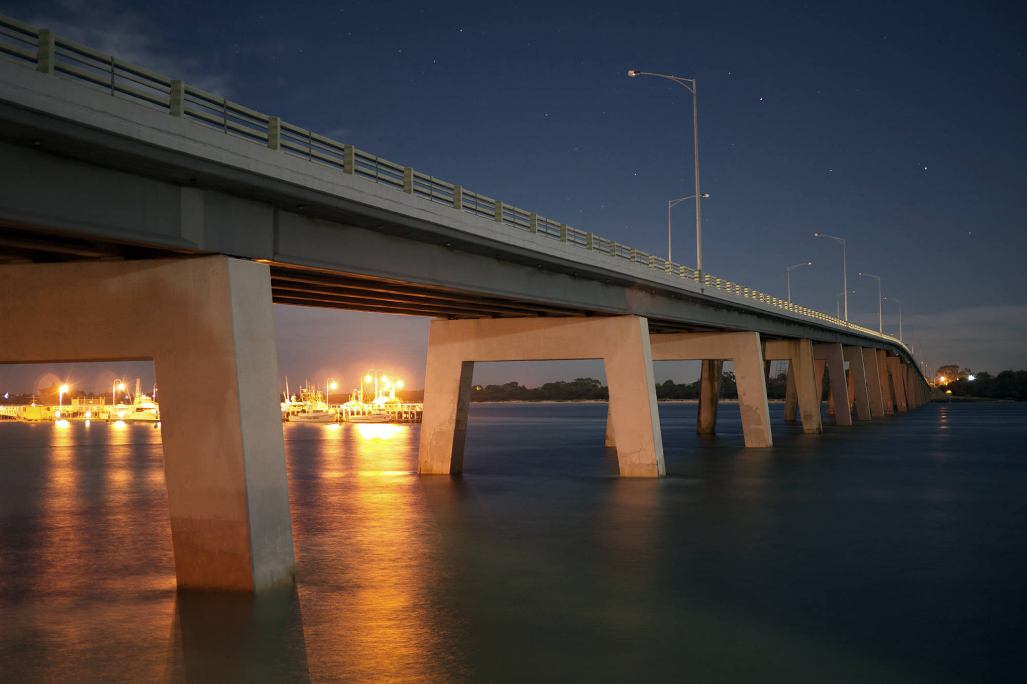 Phillip Island Bridge, at San Remo, Victoria at night
