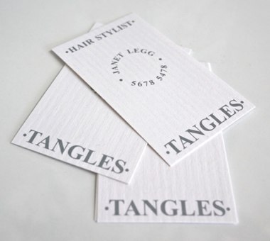 Tangles Hair Design Business Cards Phone 03 5678 5478